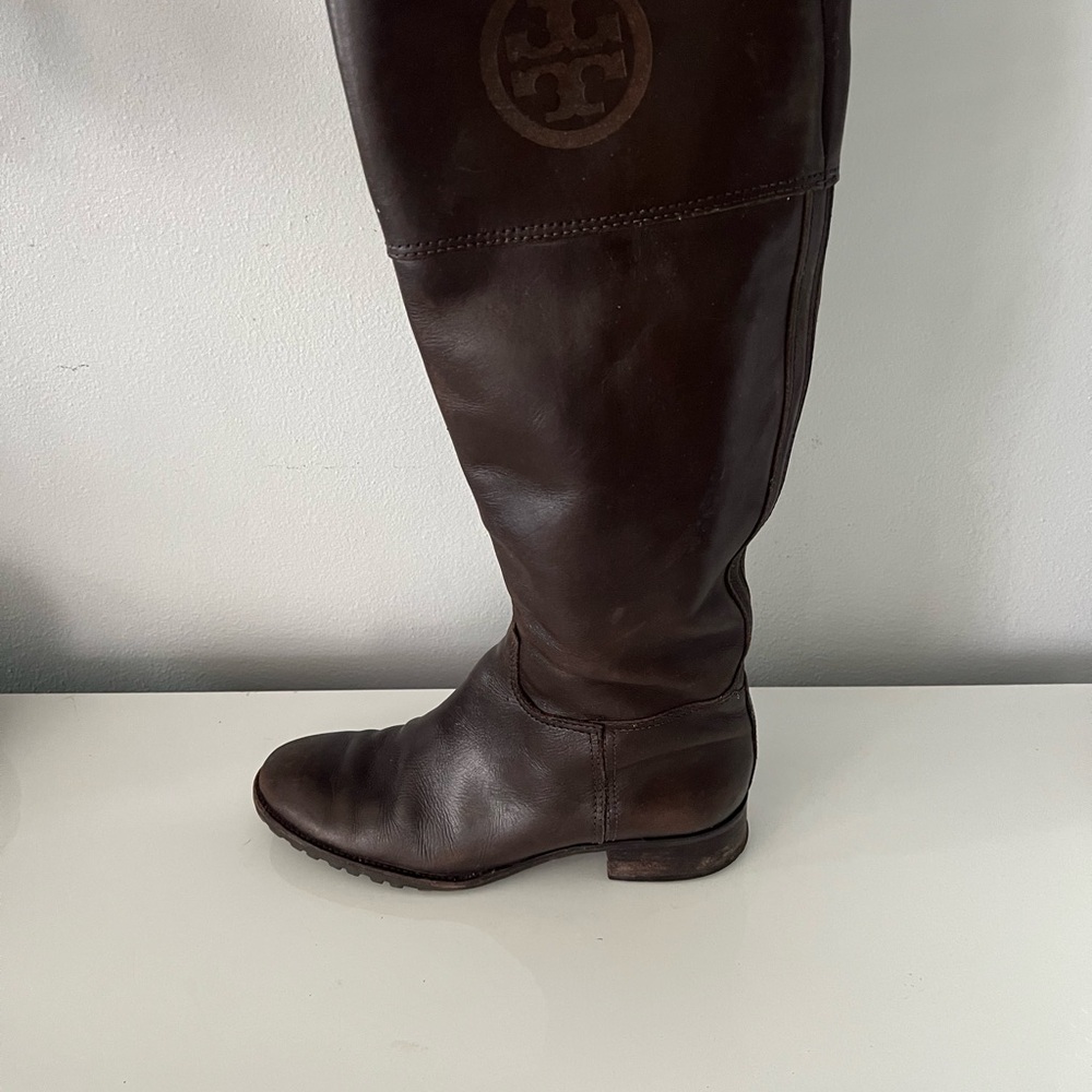 Tory Burch Womens Size 8.5M Brown Leather Riding Knee High Fashion Boots